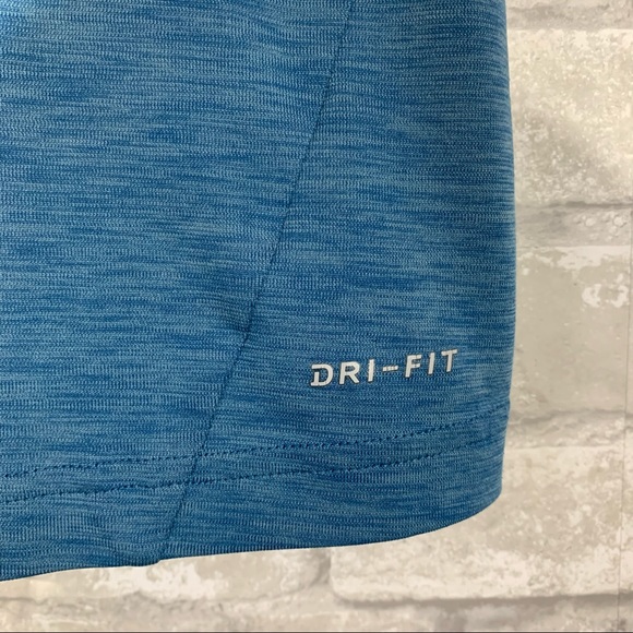 Nike Girls Large Athletic Tank Top Heather Blue Neon Green Logo Crewneck EUC - Picture 4 of 5